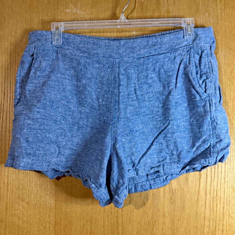 Gap Blue Linen Chino Shorts Pockets Relaxed Fit Solid Flat Front Size XL
